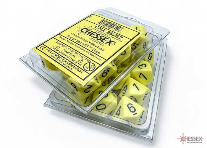 Opaque Pastel Yellow/black D10 Dobbelsteen Set (10 stuks)