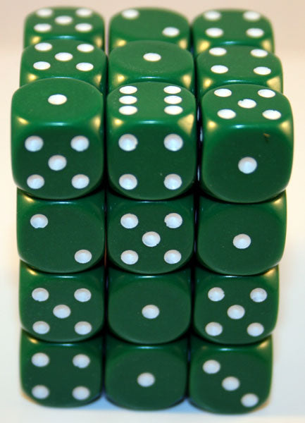 Opaque Green/white D6 12mm Dobbelsteen Set (36 stuks)