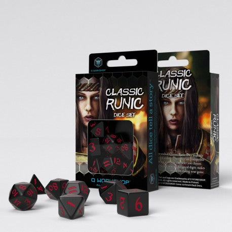 Classic Runic - Black & Red Dice Set (7)
