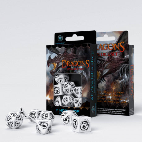 Dragons - White & Black Dice Set (7)