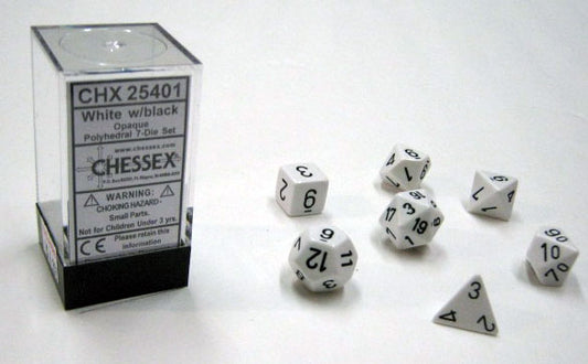 Opaque White/black Polydice Dobbelsteen Set (7 stuks)