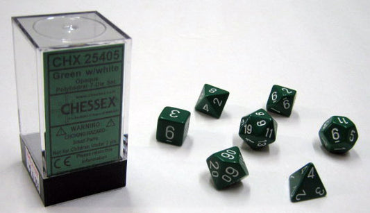 Opaque Green/white Polydice Dobbelsteen Set (7 stuks)