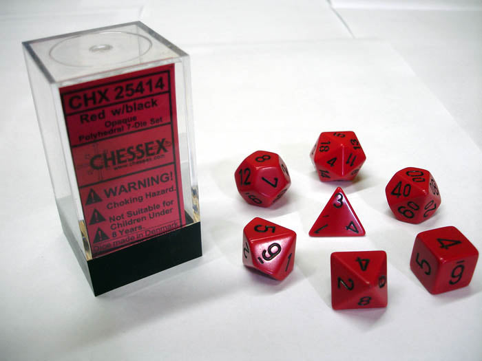 Opaque Red/black Polydice Dobbelsteen Set (7 stuks)