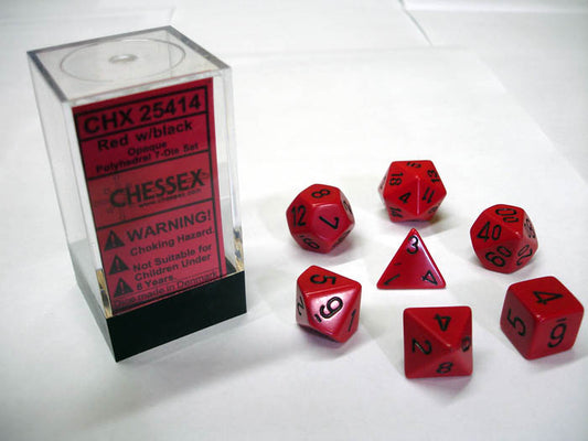 Opaque Red/black Polydice Dobbelsteen Set (7 stuks)