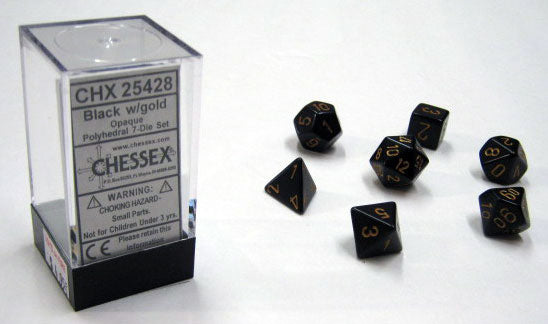 Opaque Black/gold Polydice Dobbelsteen Set (7 stuks)