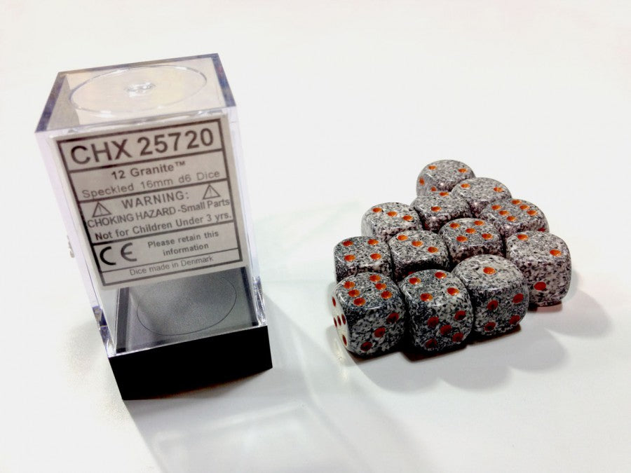 Granite Speckled D6 16mm Dobbelsteen Set (12 stuks)