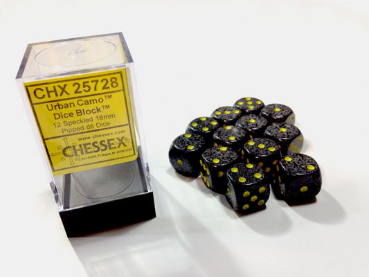 Urban Camo Speckled D6 16mm Dobbelsteen Set (12 stuks)