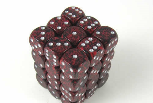 Silver Volcano Speckled D6 12mm Dobbelsteen Set (36 stuks)